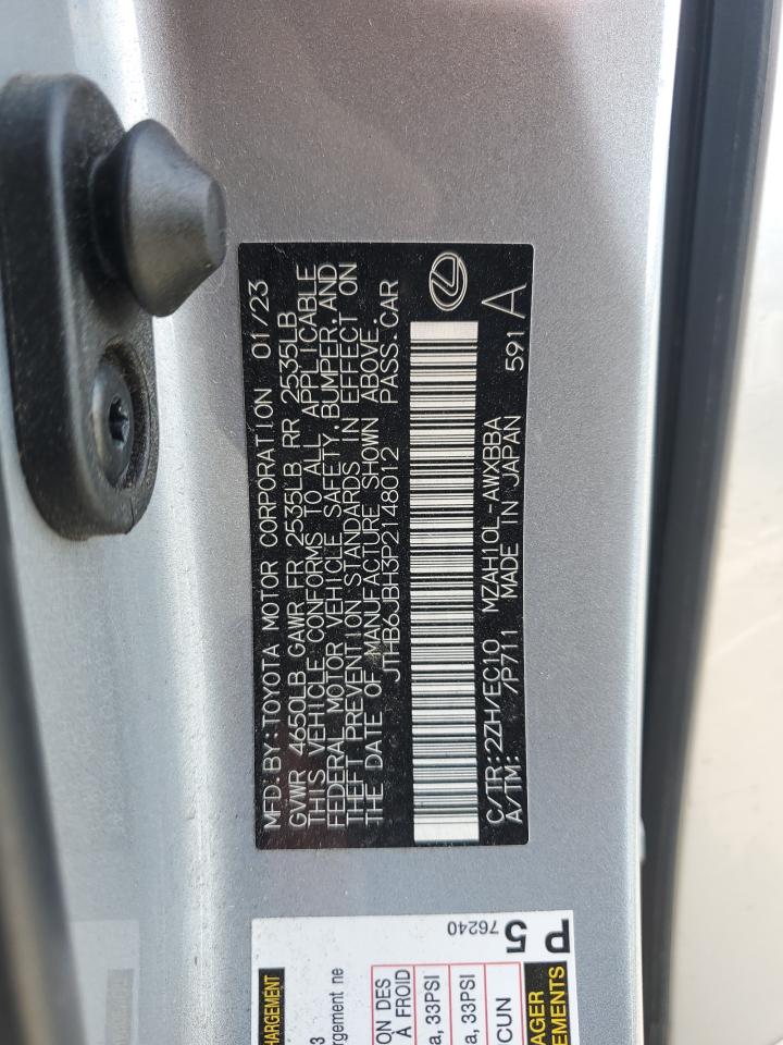 2023 Lexus Ux 250H Base VIN: JTHB6JBH3P2148012 Lot: 81495955