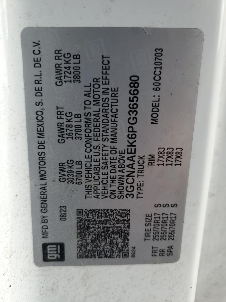 2023 Chevrolet Silverado C1500 VIN: 3GCNAAEK6PG365680 Lot: 84408895