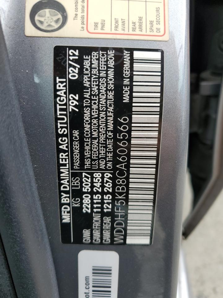 2012 Mercedes-Benz E 350 VIN: WDDHF5KB8CA606566 Lot: 80300455