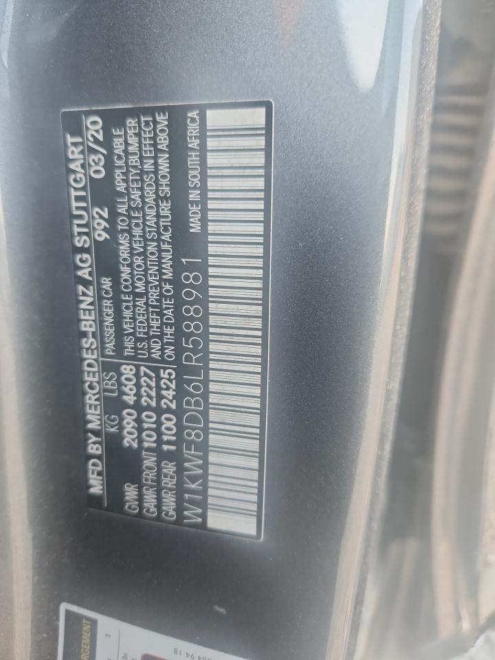 2020 Mercedes-Benz C 300 VIN: W1KWF8DB6LR588981 Lot: 70982815