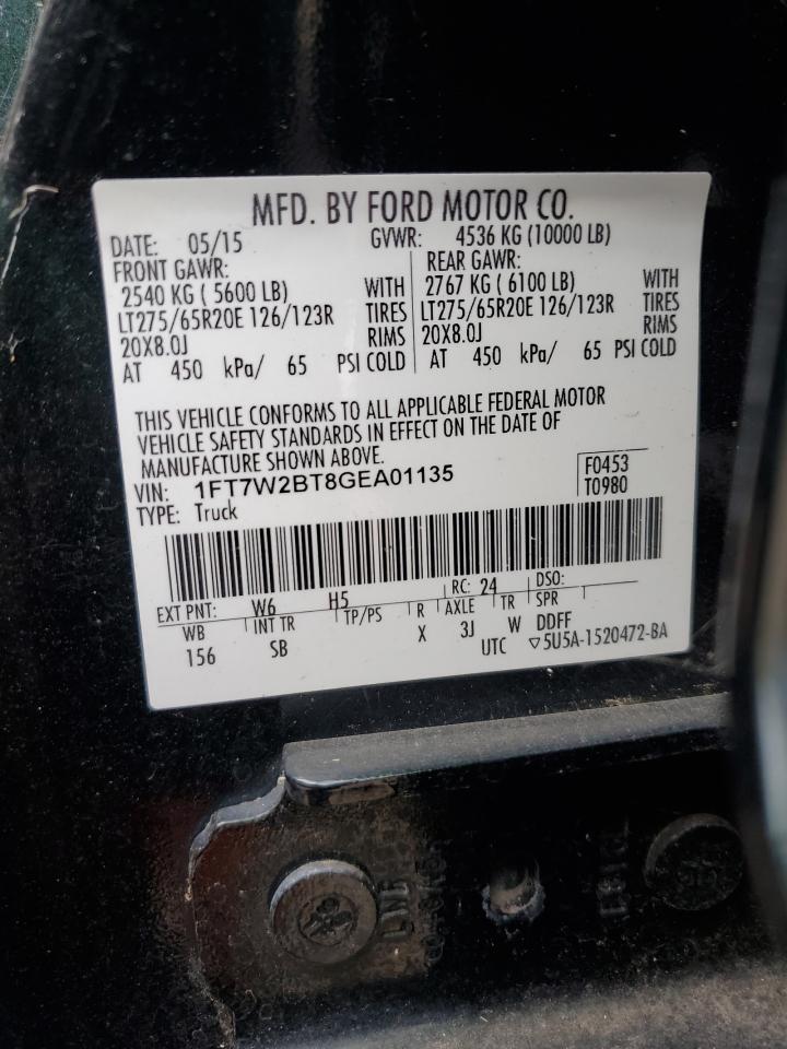 2016 Ford F250 Super Duty VIN: 1FT7W2BT8GEA01135 Lot: 83816105