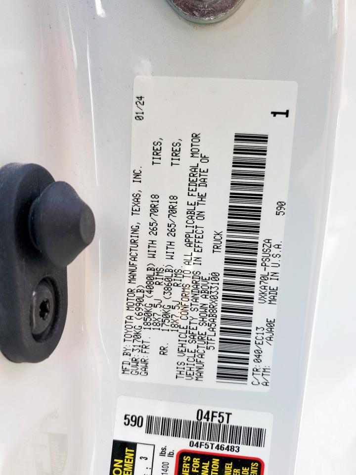 2024 Toyota Tundra Crewmax Sr VIN: 5TFLA5AB8RX033100 Lot: 84614895