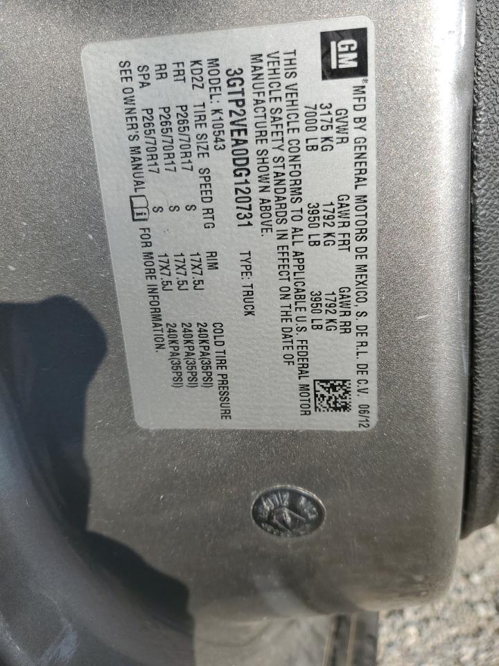 2013 GMC Sierra K1500 Sle VIN: 3GTP2VEA0DG120731 Lot: 81667965