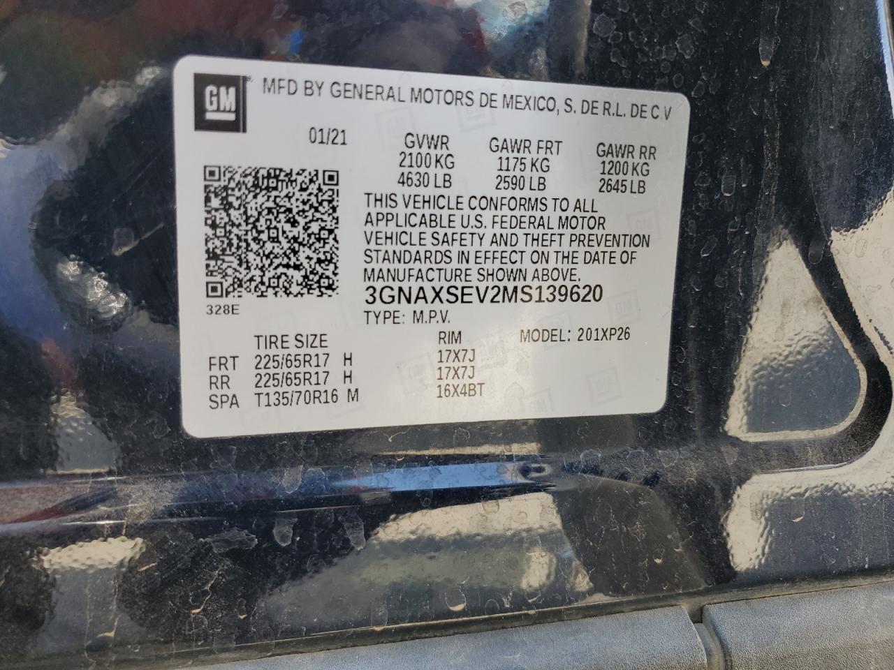 2021 Chevrolet Equinox Ls VIN: 3GNAXSEV2MS139620 Lot: 69651575