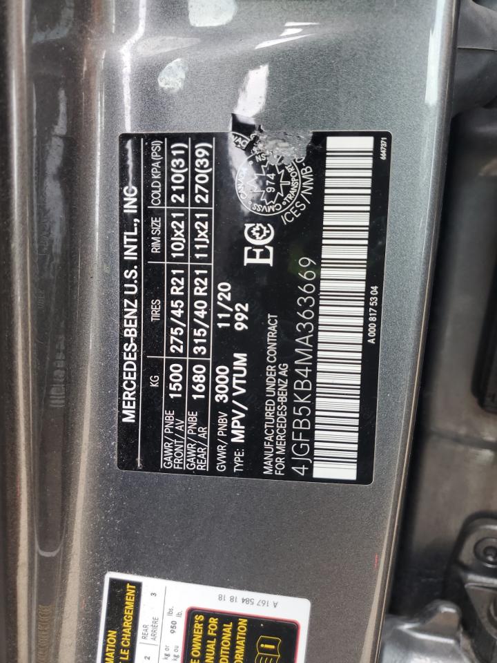 2021 Mercedes-Benz Gle 450 4Matic VIN: 4JGFB5KB4MA363669 Lot: 81255225