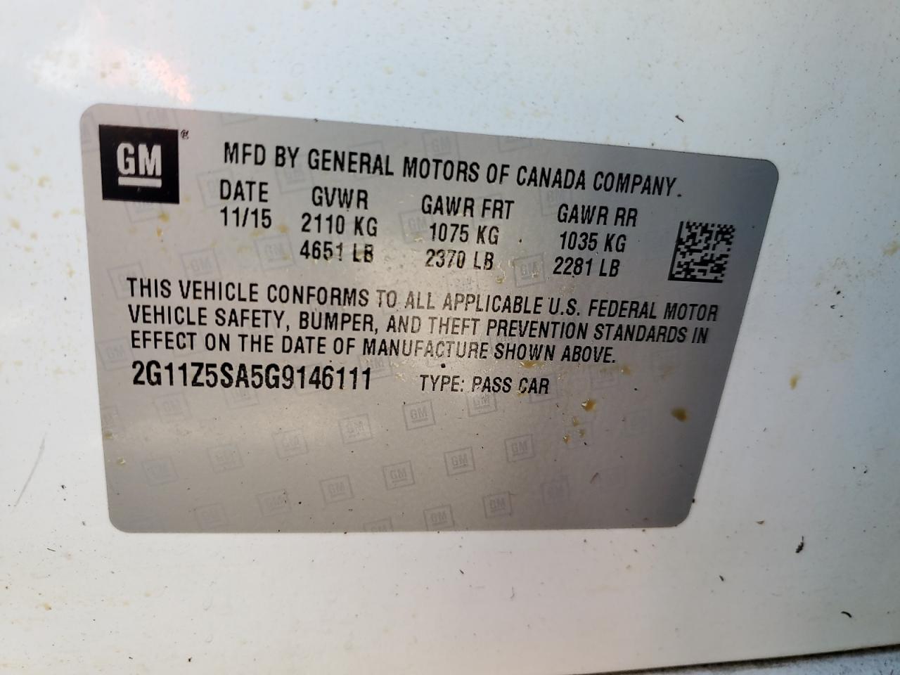 2016 Chevrolet Impala Ls VIN: 2G11Z5SA5G9146111 Lot: 70485355