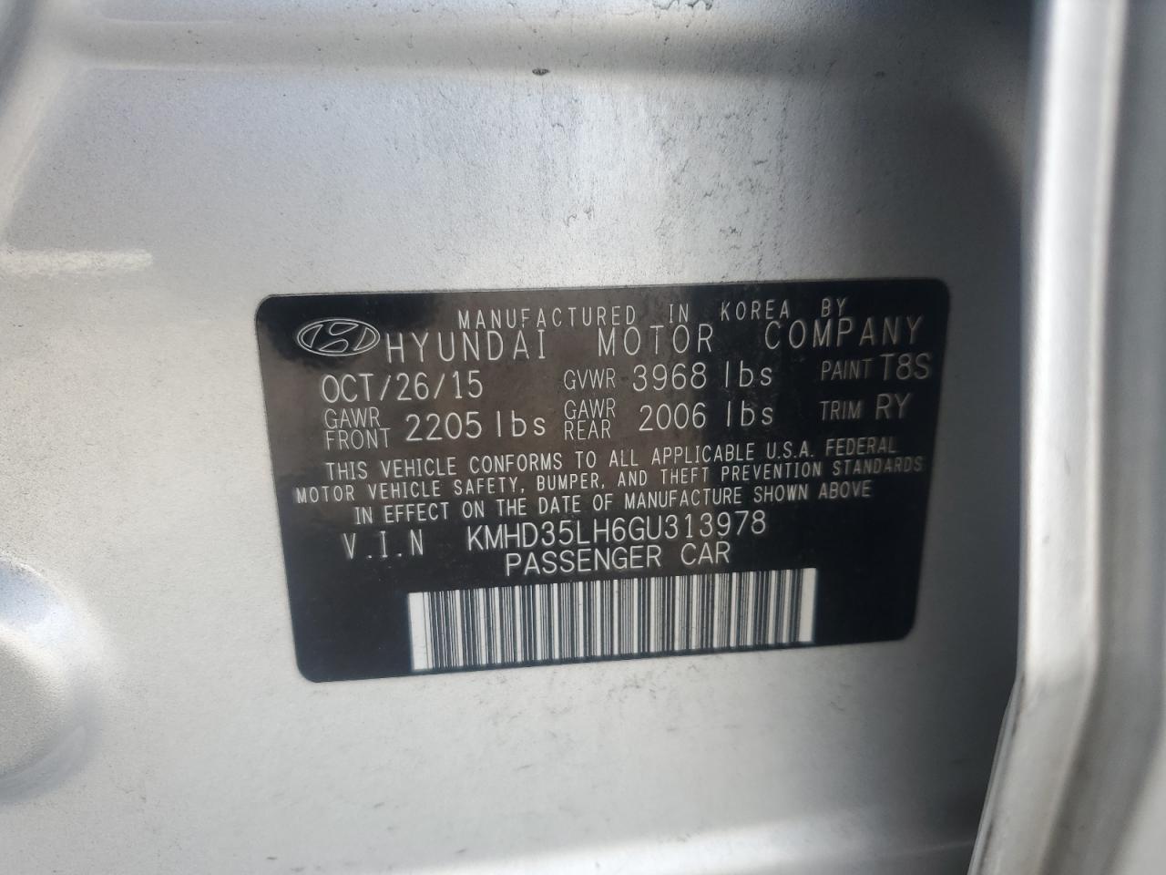 2016 Hyundai Elantra Gt VIN: KMHD35LH6GU313978 Lot: 81705395