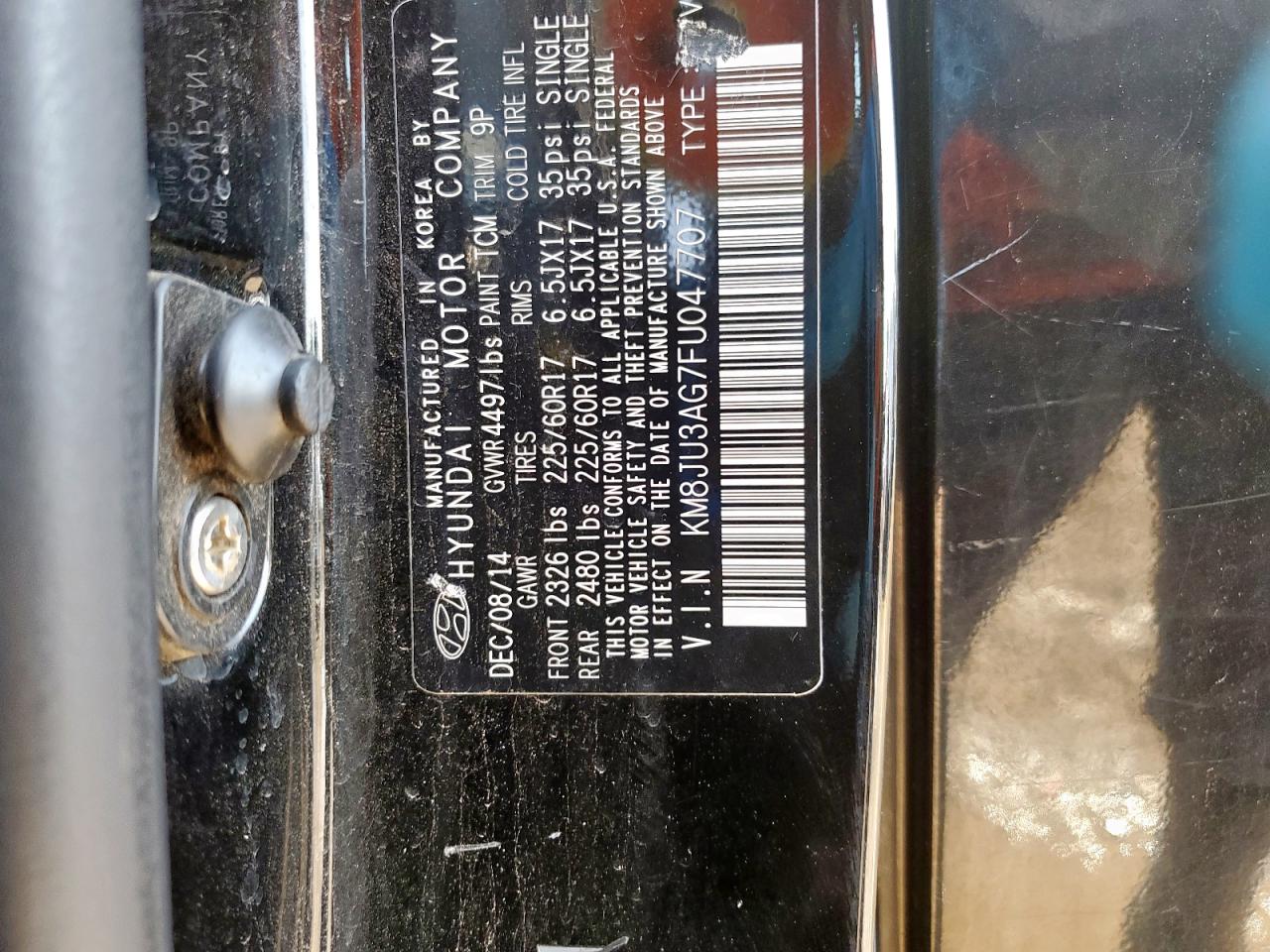 2015 Hyundai Tucson Limited VIN: KM8JU3AG7FU047707 Lot: 81579645