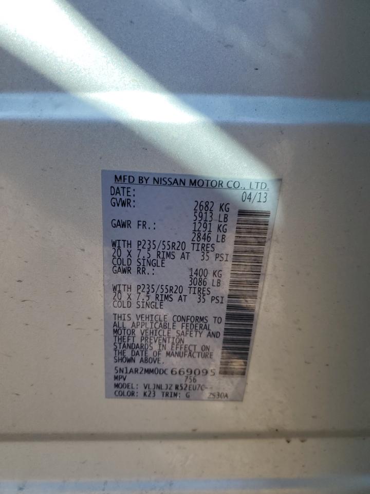 2013 Nissan Pathfinder S VIN: 5N1AR2MM0DC669095 Lot: 83876985