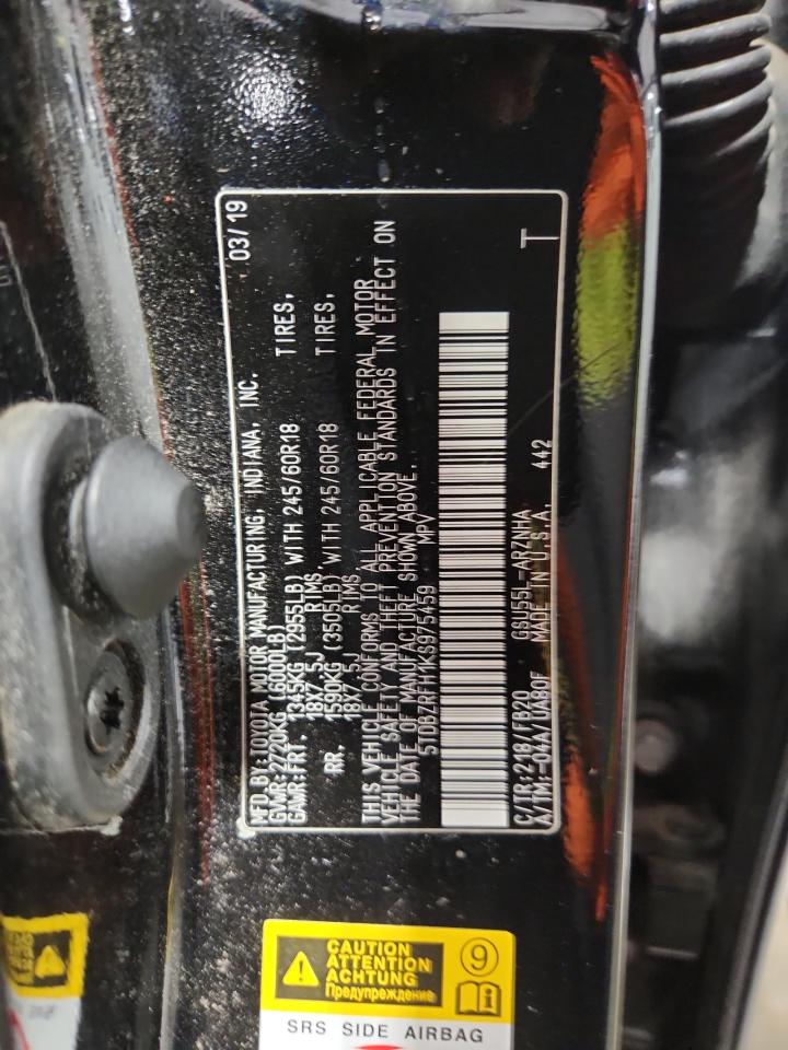 2019 Toyota Highlander Le VIN: 5TDBZRFH1KS975459 Lot: 71602215