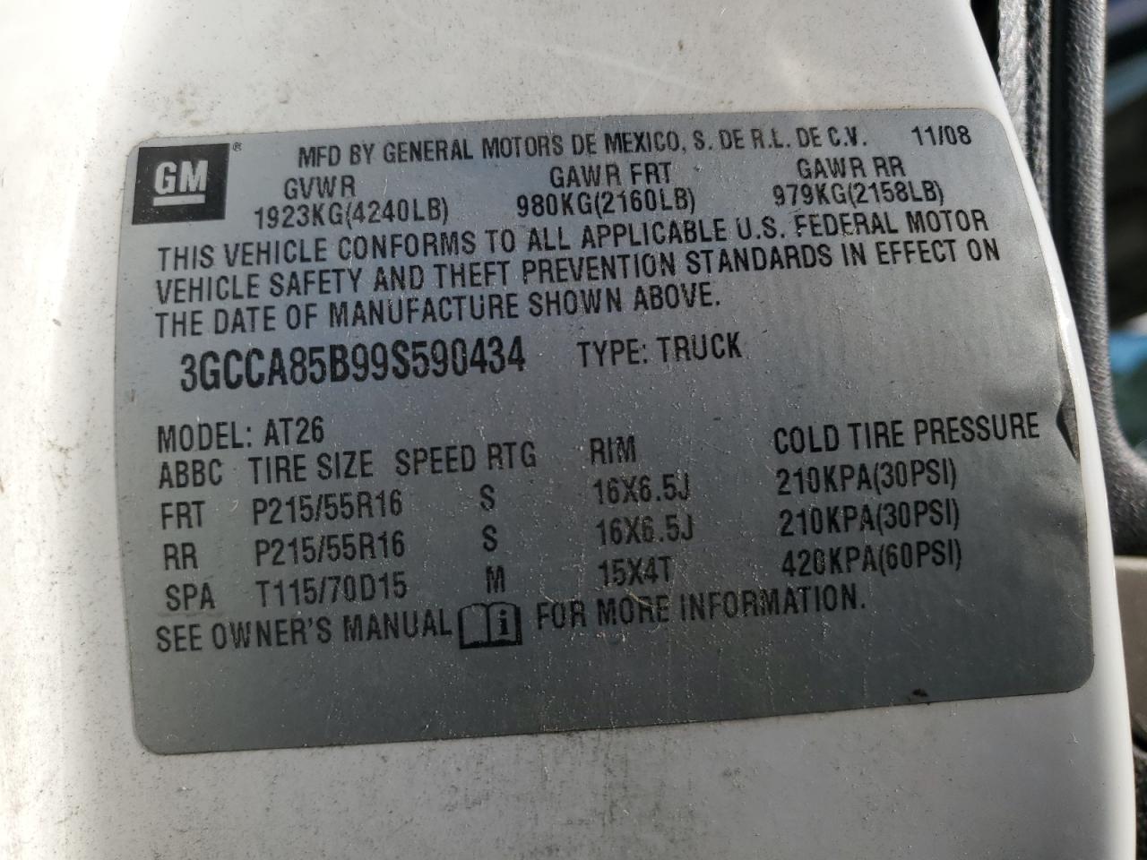 2009 Chevrolet Hhr Panel Ls VIN: 3GCCA85B99S590434 Lot: 81029415