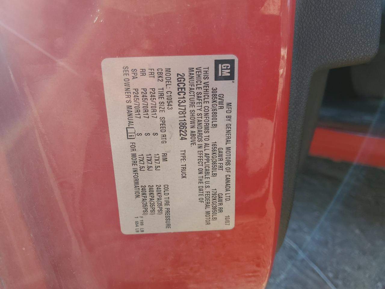 2008 Chevrolet Silverado C1500 VIN: 2GCEC13J781186224 Lot: 81267035