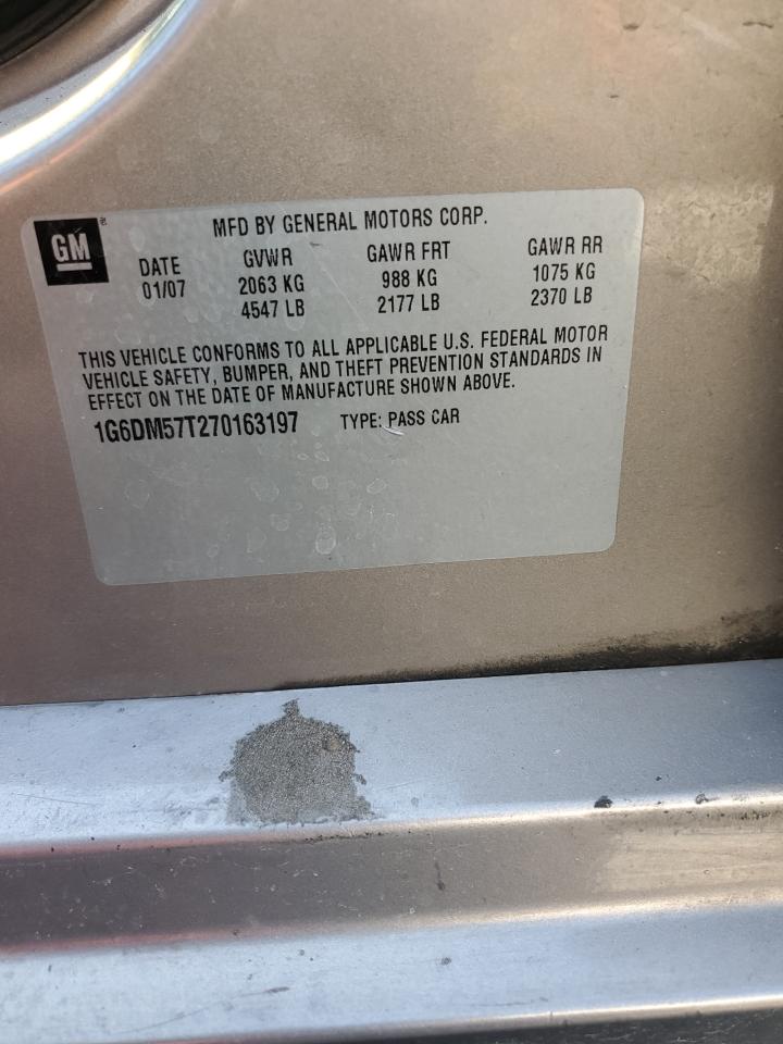 2007 Cadillac Cts VIN: 1G6DM57T270163197 Lot: 81155185