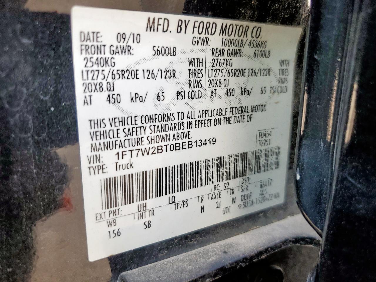 2011 Ford F250 Super Duty VIN: 1FT7W2BT0BEB13419 Lot: 81824235