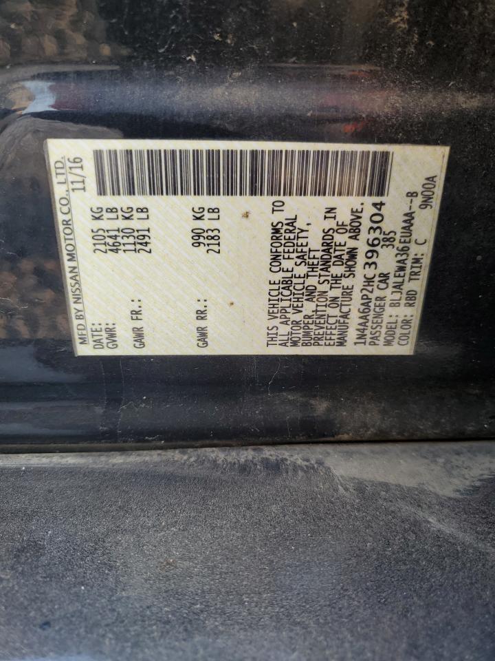 2017 Nissan Maxima 3.5S VIN: 1N4AA6AP2HC396304 Lot: 71329625