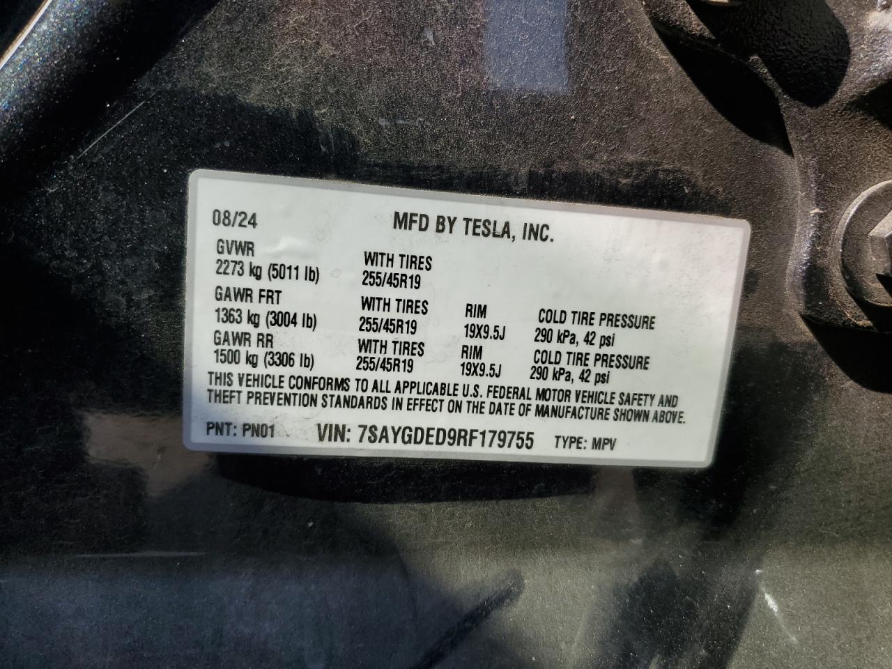 2024 Tesla Model Y VIN: 7SAYGDED9RF179755 Lot: 71078465