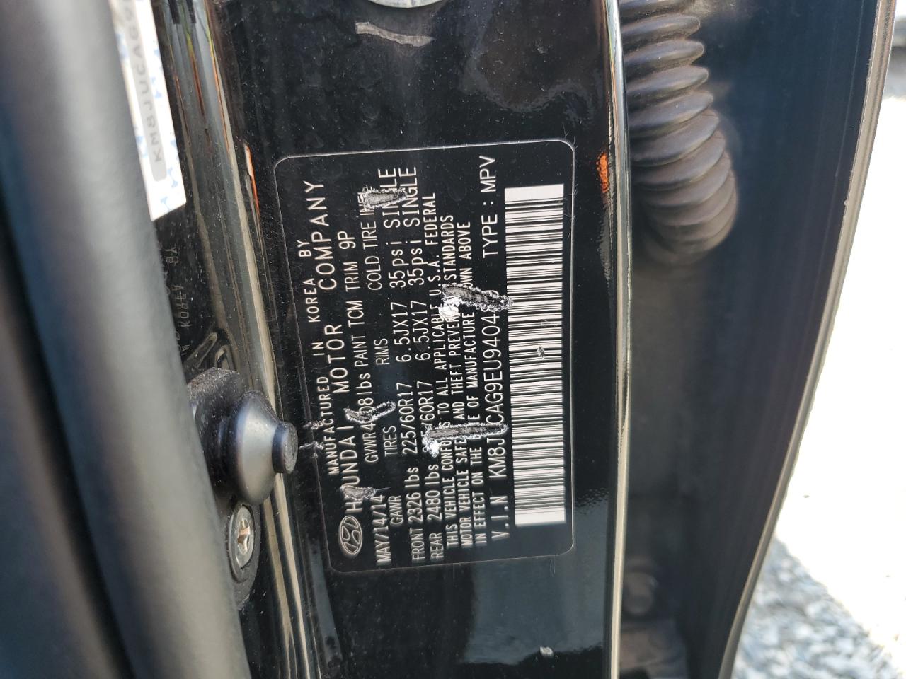 2014 Hyundai Tucson Gls VIN: KM8JUCAG9EU940489 Lot: 81347955