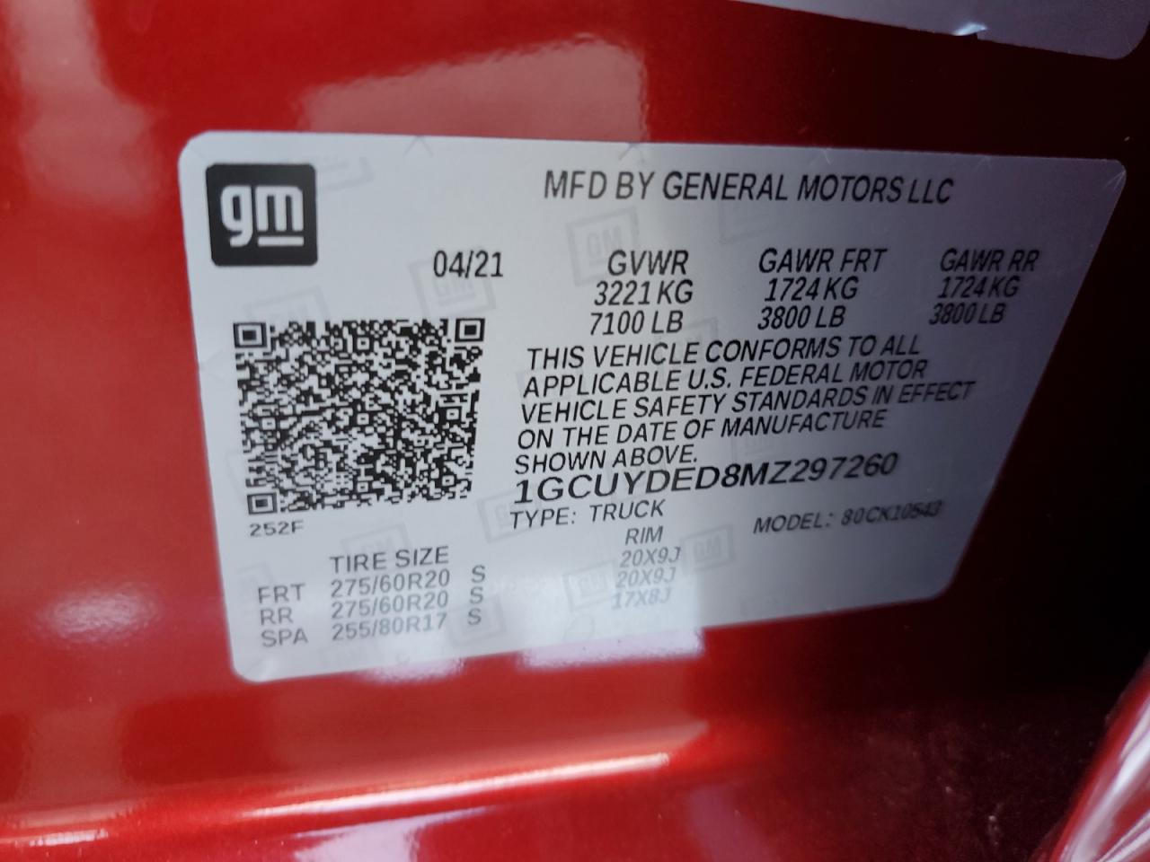 2021 Chevrolet Silverado K1500 Lt VIN: 1GCUYDED8MZ297260 Lot: 71466385