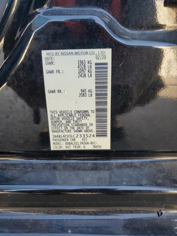 2020 Nissan Altima Sr VIN: 1N4BL4CV3LC233524 Lot: 81285215