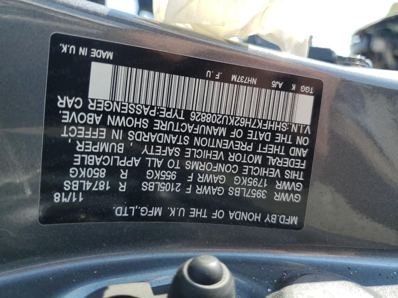 2019 Honda Civic Ex VIN: SHHFK7H62KU208826 Lot: 81084095