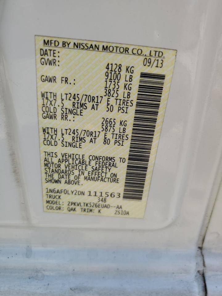 2013 Nissan Nv 2500 VIN: 1N6AF0LY2DN111563 Lot: 80387775