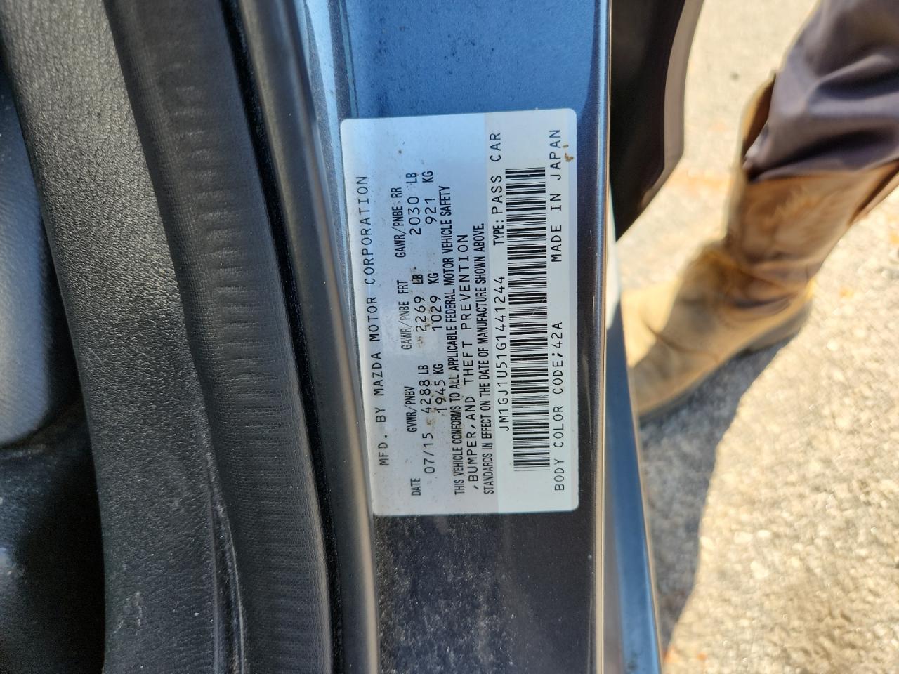 2016 Mazda 6 Sport VIN: JM1GJ1U51G1441244 Lot: 80455665