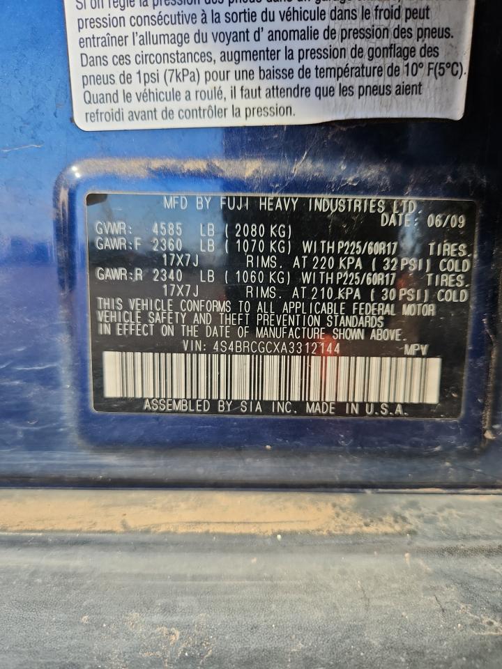 2010 Subaru Outback 2.5I Premium VIN: 4S4BRCGCXA3312144 Lot: 66769635