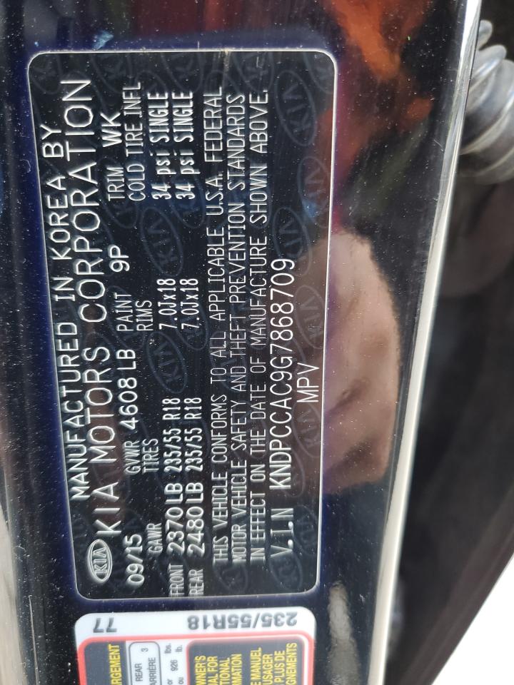 2016 Kia Sportage Ex VIN: KNDPCCAC9G7868709 Lot: 71193775