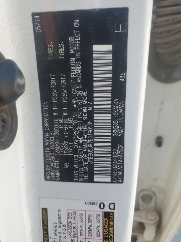 2014 Toyota 4Runner Sr5 VIN: JTEBU5JR7E5190585 Lot: 81112705