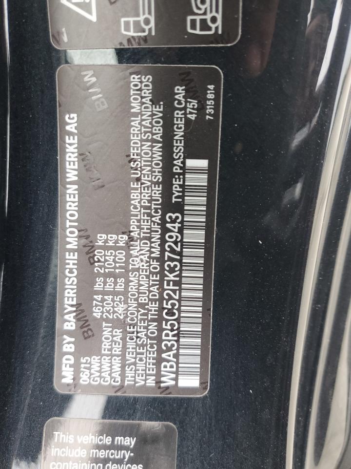 2015 BMW 435 Xi VIN: WBA3R5C52FK372943 Lot: 82050035