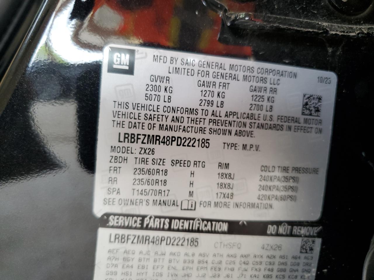 2023 Buick Envision Preferred VIN: LRBFZMR48PD222185 Lot: 71517255