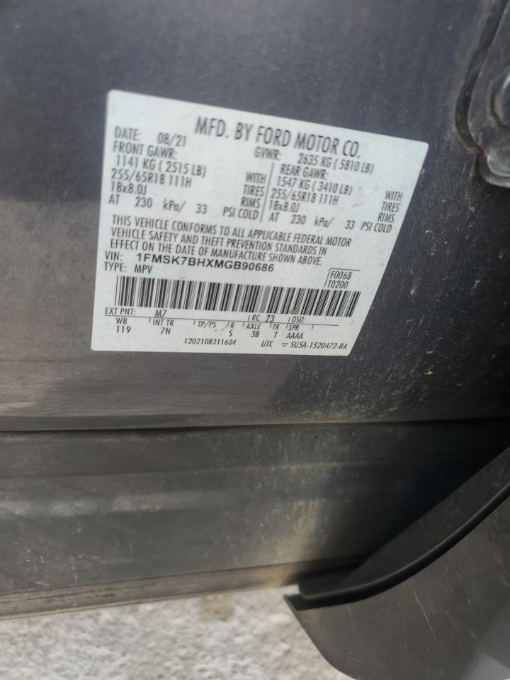 2021 Ford Explorer VIN: 1FMSK7BHXMGB90686 Lot: 84464915