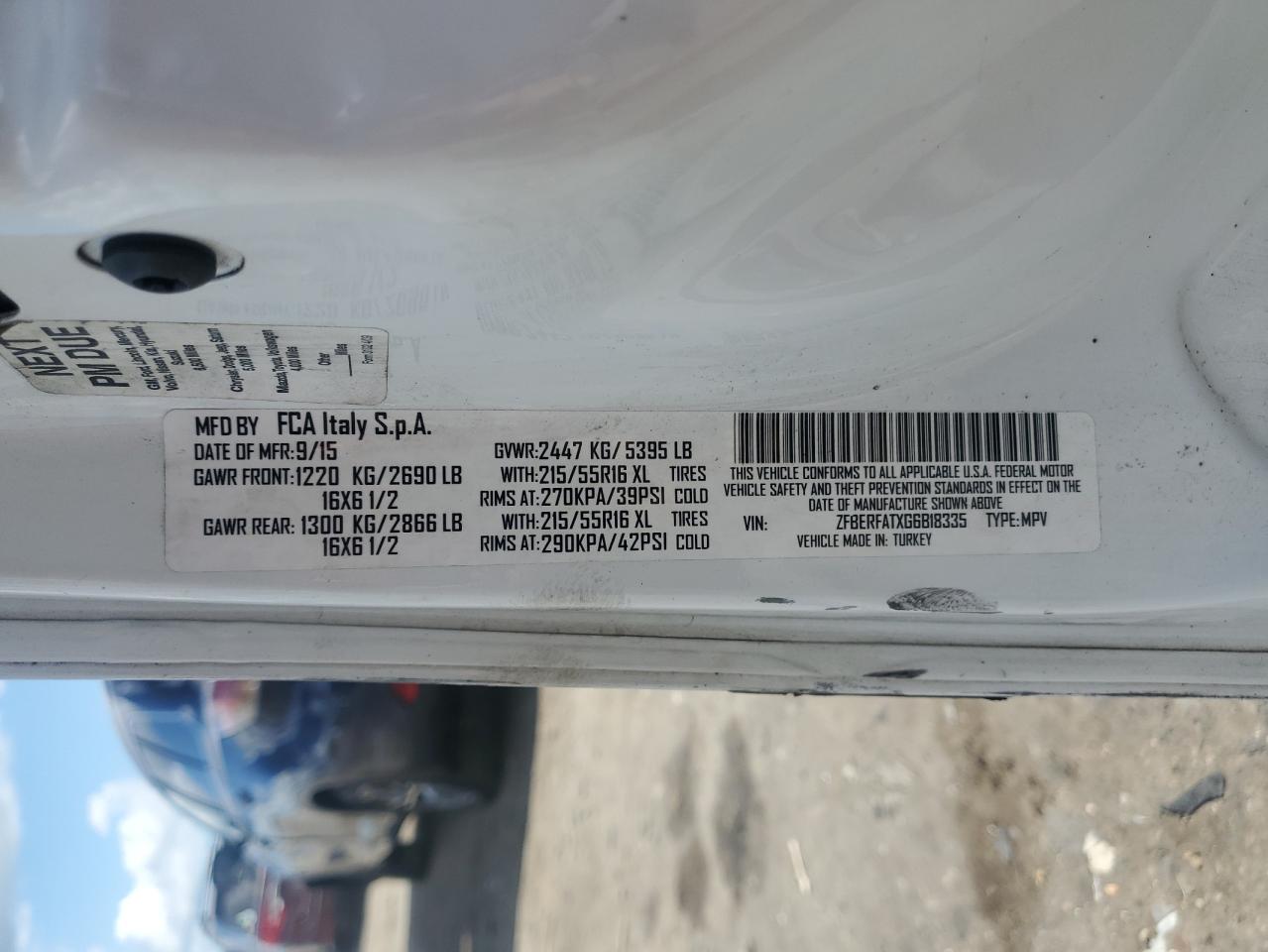 2016 Ram Promaster City VIN: ZFBERFATXG6B18335 Lot: 71092145