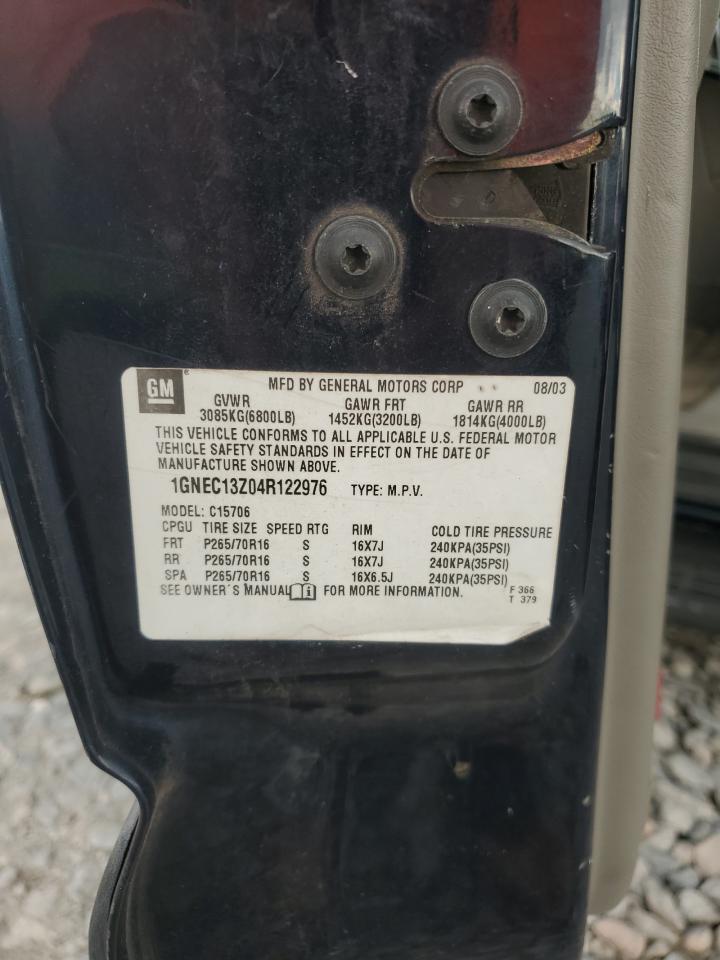 2004 Chevrolet Tahoe C1500 VIN: 1GNEC13Z04R122976 Lot: 83970965