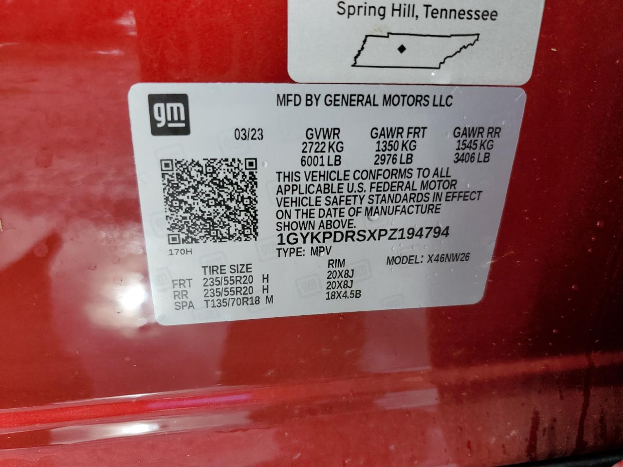 2023 Cadillac Xt6 Premium Luxury VIN: 1GYKPDRSXPZ194794 Lot: 81720045