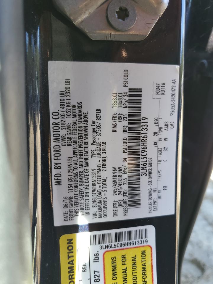 2017 Lincoln Mkz Select VIN: 3LN6L5C96HR613319 Lot: 80863345