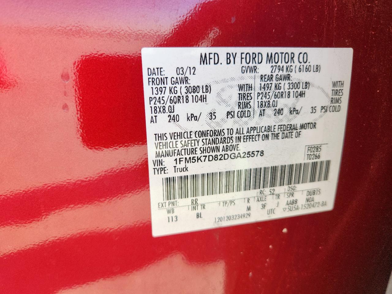 2013 Ford Explorer Xlt VIN: 1FM5K7D82DGA25578 Lot: 82098725