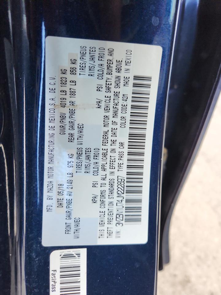 2018 Mazda 3 Sport VIN: 3MZBN1U74JM222897 Lot: 82148915