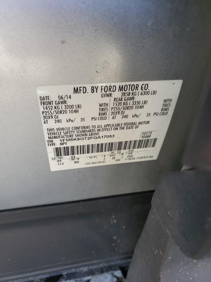 2015 Ford Explorer Sport VIN: 1FM5K8GT2FGA17053 Lot: 71752895