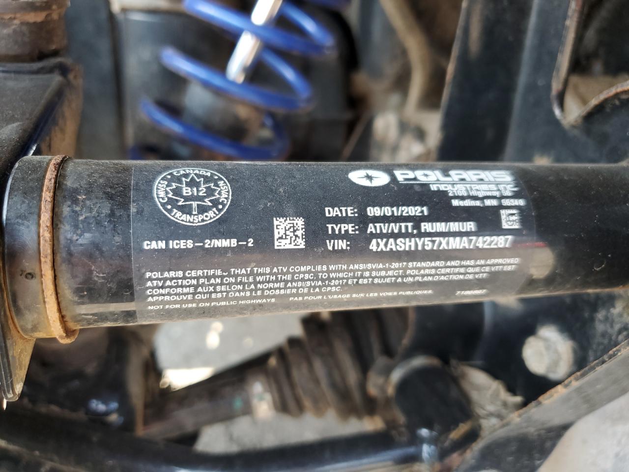 Correct Vin: 4Xashy57Xma742287 VIN: 4XASHY57XMA742287 Lot: 71489085