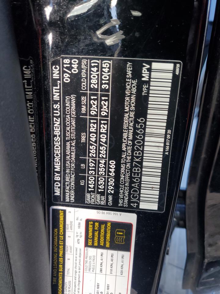 2019 Mercedes-Benz Gle 43 Amg VIN: 4JGDA6EB7KB206656 Lot: 81832605