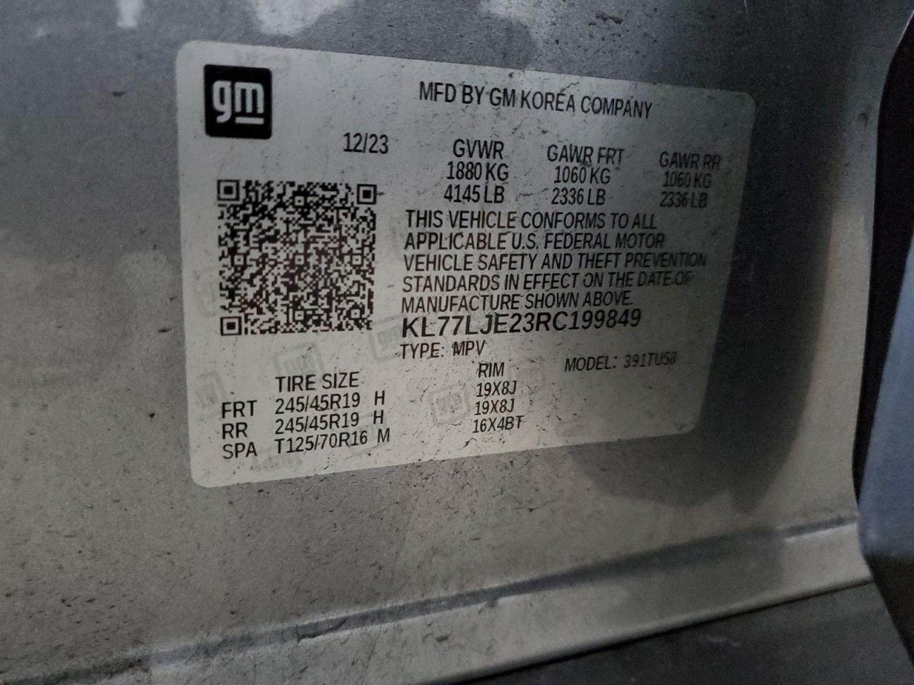 2024 Chevrolet Trax 2Rs VIN: KL77LJE23RC199849 Lot: 80202825