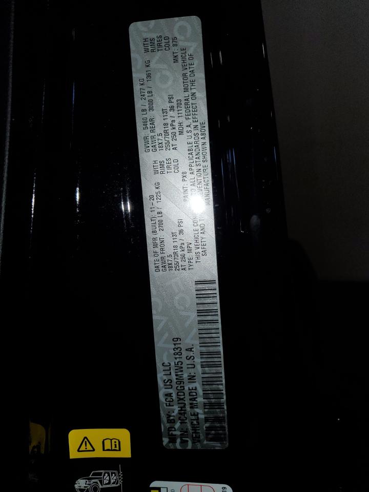 2021 Jeep Wrangler Unlimited Sport VIN: 1C4HJXDG9MW518319 Lot: 71416645