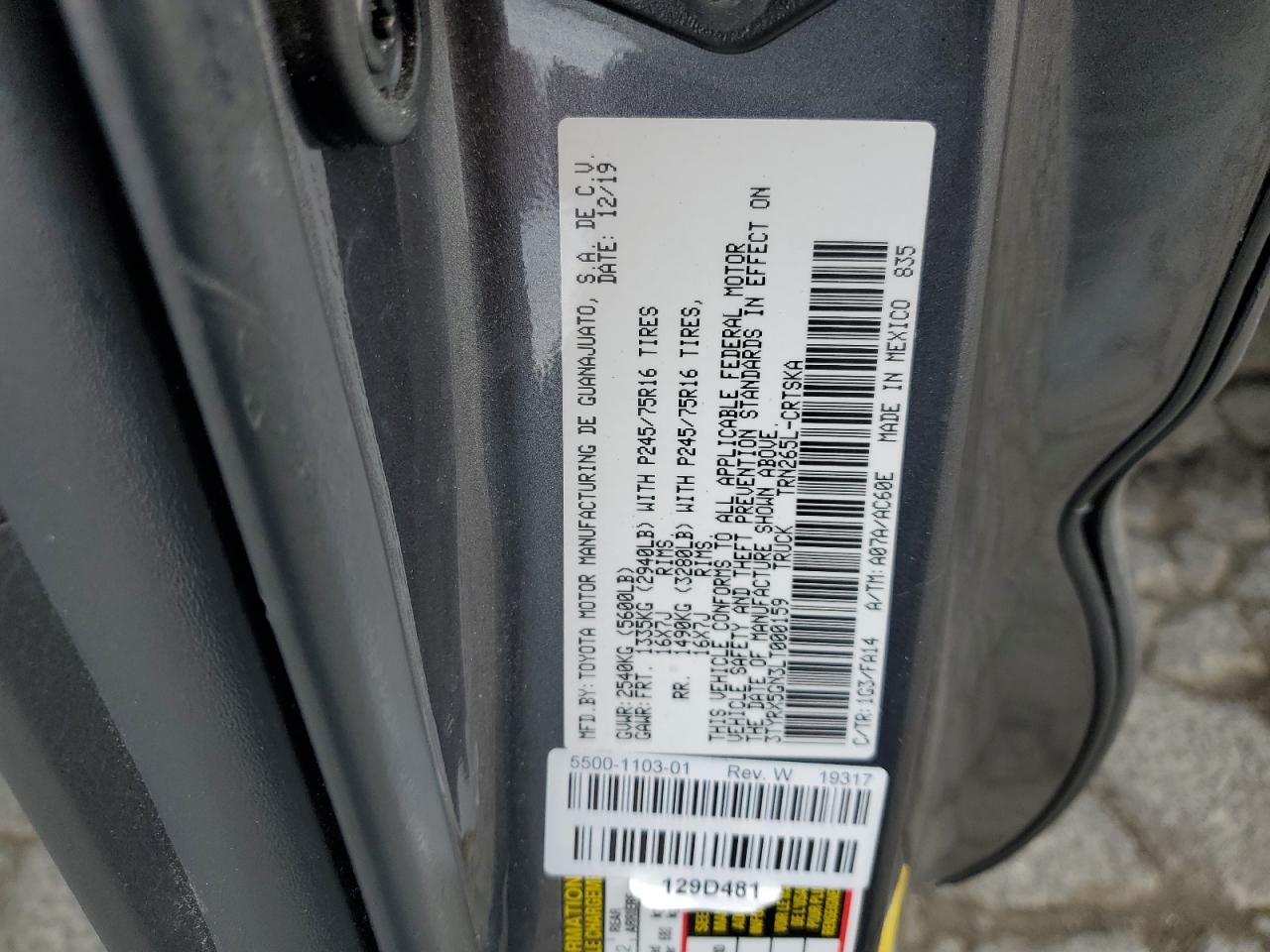 2020 Toyota Tacoma Access Cab VIN: 3TYRX5GN3LT000159 Lot: 81901785