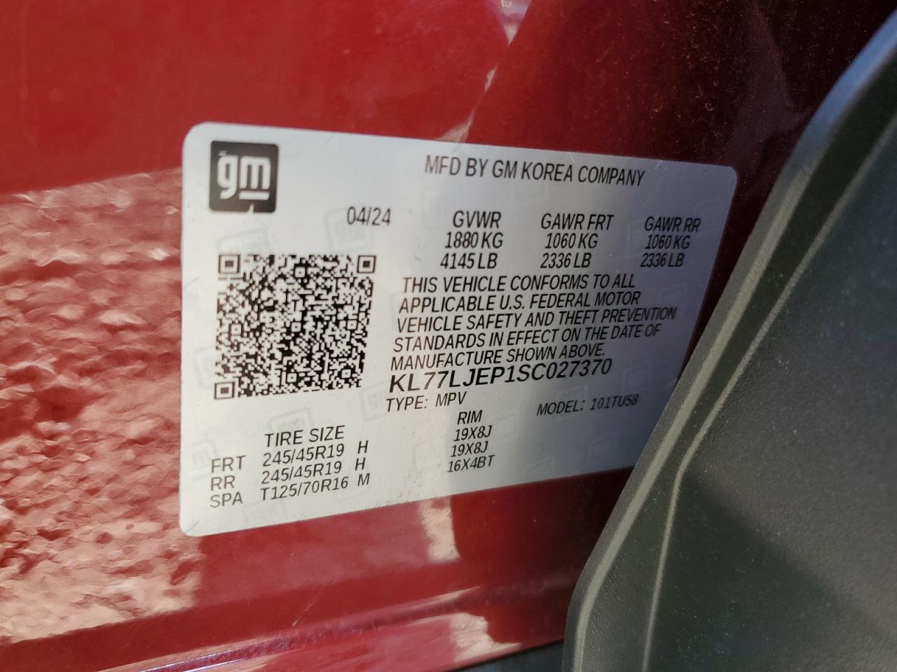 2025 Chevrolet Trax 2Rs VIN: KL77LJEP1SC027370 Lot: 81543105