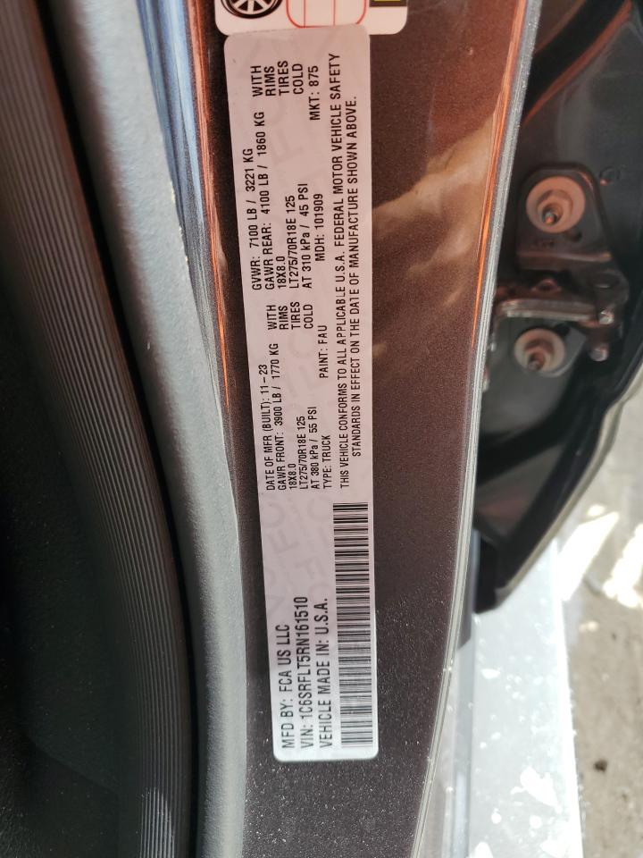 2024 Ram 1500 Rebel VIN: 1C6SRFLT5RN161510 Lot: 81938465