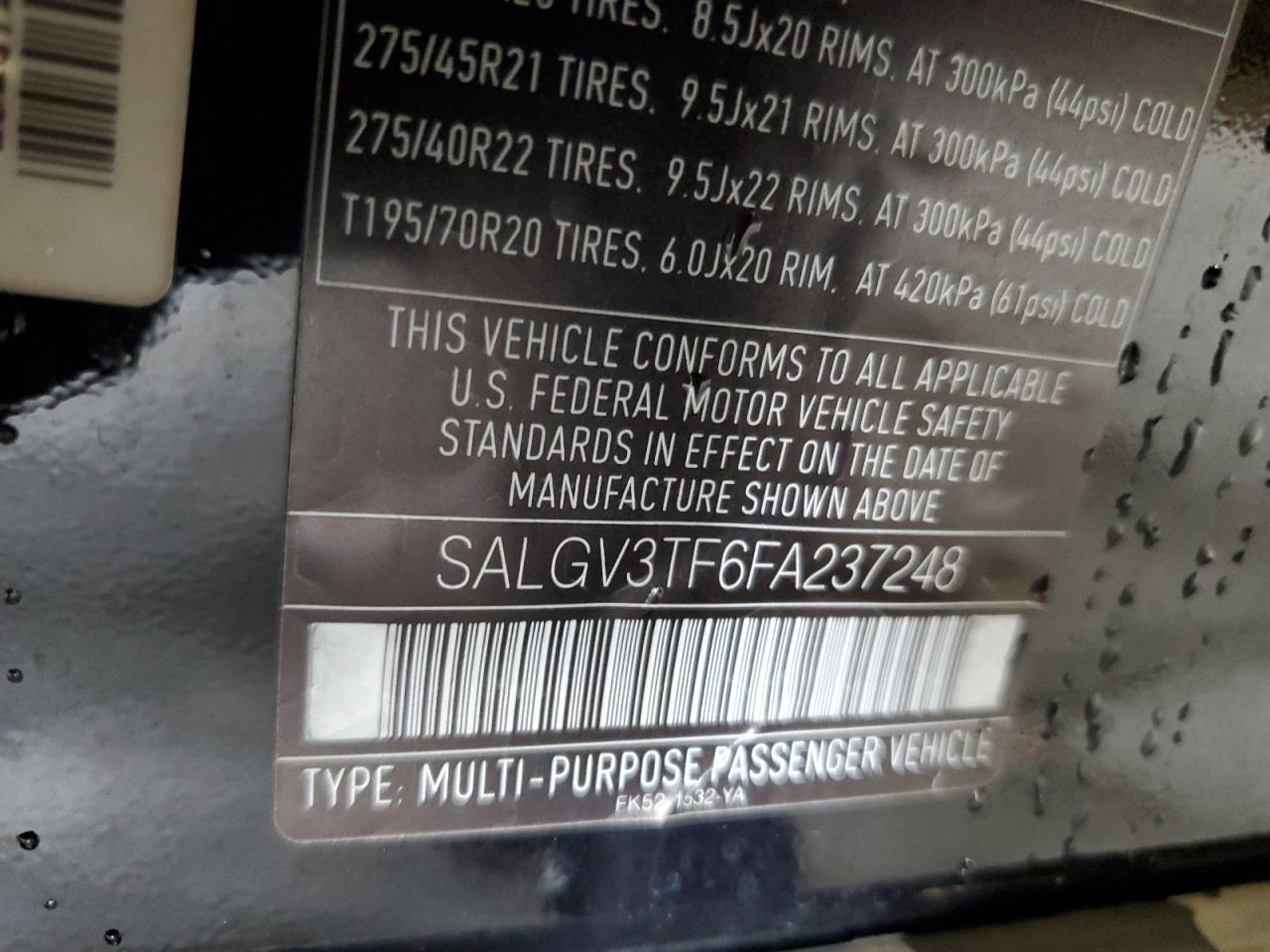 2015 Land Rover Range Rover Autobiography VIN: SALGV3TF6FA23724X Lot: 80069435