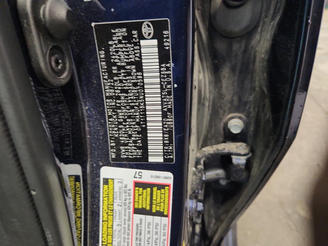 2022 Toyota Camry Se VIN: 4T1T11BK5NU070586 Lot: 82066775