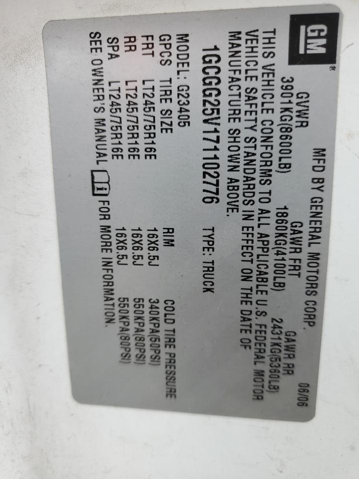 2007 Chevrolet Express G2500 VIN: 1GCGG25V171102776 Lot: 81221445