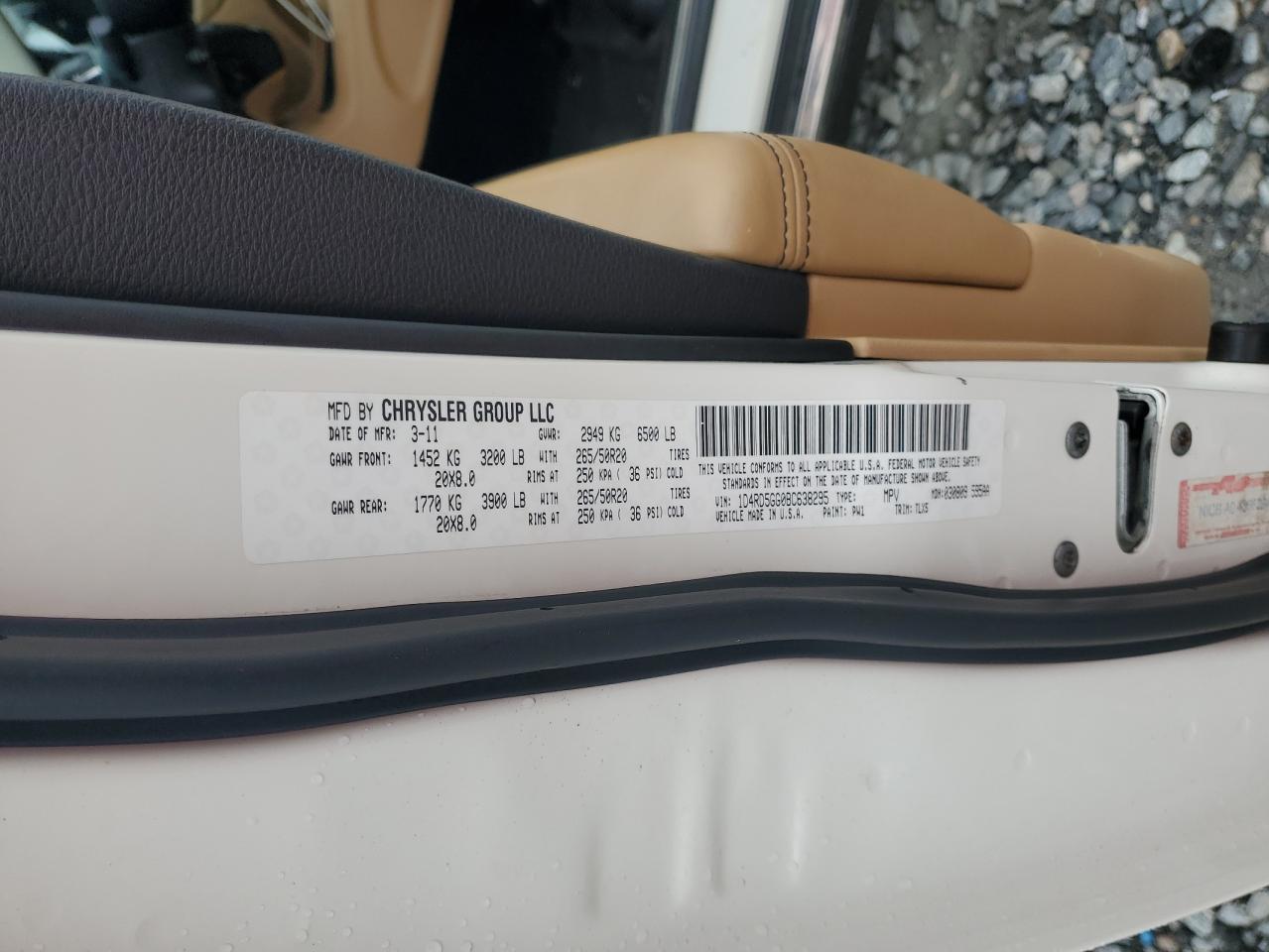 2011 Dodge Durango Citadel VIN: 1D4RD5GG0BC638295 Lot: 81208235